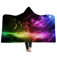 Load image into Gallery viewer, 150x200CM 3D Colorful Printed Hooded Blankets Warm Wearable Plush Mats Thick Nap
