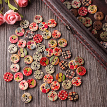 Load image into Gallery viewer, 100 PCS Round Pattern Wooden Button Mixed 2 Hole Natural Sewing Children Handmade Clothes Buttons