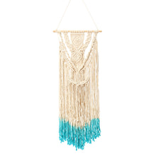 Load image into Gallery viewer, 18'' Beige Blue Handmade Macrame Wall Hanging Cotton Tapestry Bohemian Art Decor