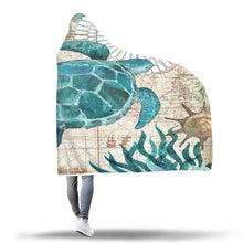 Load image into Gallery viewer, 150x200cm Kid Adult Hooded Blankets Soft Ocean World Wearable Throw Blankets Cloak