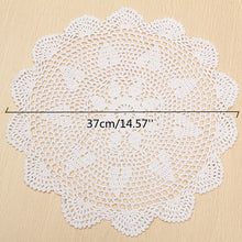 Load image into Gallery viewer, 37cm Round White Pure Cotton Yarn Hand Crochet Lace Doily Placemat Tablecloth Decor