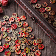 Load image into Gallery viewer, 100 PCS Round Pattern Wooden Button Mixed 2 Hole Natural Sewing Children Handmade Clothes Buttons
