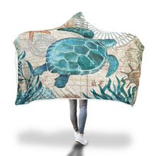 Load image into Gallery viewer, 150x200cm Kid Adult Hooded Blankets Soft Ocean World Wearable Throw Blankets Cloak