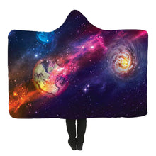 Load image into Gallery viewer, 150x200cm Starry Sky Hooded Blankets Wearable Soft Winter Bed Cover Halloween