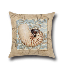 Load image into Gallery viewer, Conch Seahorse Seashell Cushion Cover 45*45cm Cotton Linen Wedding Decor Throw Pillow Case