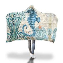 Load image into Gallery viewer, 150x200cm Kid Adult Hooded Blankets Soft Ocean World Wearable Throw Blankets Cloak