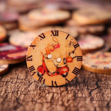 Load image into Gallery viewer, 50PCS 25MM 2 Holes Decorative Clock Pattern Log Painted Round Shape Fasteners Buttons for Crafts Sewing Scrapbooking