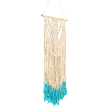 Load image into Gallery viewer, 18'' Beige Blue Handmade Macrame Wall Hanging Cotton Tapestry Bohemian Art Decor