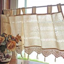 Load image into Gallery viewer, Country Style French Cotton Linen Embroidery Cafe Curtain Home Kitchen Curtain