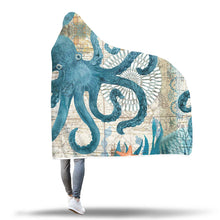 Load image into Gallery viewer, 150x200cm Kid Adult Hooded Blankets Soft Ocean World Wearable Throw Blankets Cloak