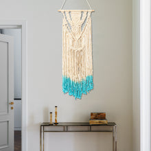 Load image into Gallery viewer, 18'' Beige Blue Handmade Macrame Wall Hanging Cotton Tapestry Bohemian Art Decor