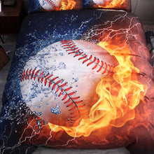 Load image into Gallery viewer, 3PCS Bedding Sets Bedclothes Baseball Print  Quilt Duvet Cover Pillowcase Decor