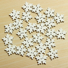 Load image into Gallery viewer, 25 Christmas White Wooden Snowflake Buttons 2 Holes DIY Sewing Craft