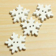 Load image into Gallery viewer, 25 Christmas White Wooden Snowflake Buttons 2 Holes DIY Sewing Craft