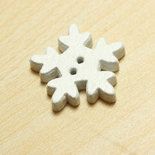 Load image into Gallery viewer, 25 Christmas White Wooden Snowflake Buttons 2 Holes DIY Sewing Craft