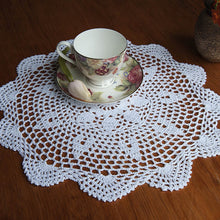 Load image into Gallery viewer, 37cm Round White Pure Cotton Yarn Hand Crochet Lace Doily Placemat Tablecloth Decor