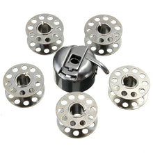 Load image into Gallery viewer, Stainless Steel Sewing Machine Accessories 5 Bobbins 1 Bobbin Case For Brother Toyata Singer