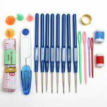 Load image into Gallery viewer, 16 Sizes Aluminum Sweater Scarf Hat Crochet Hooks DIY Craft Knitting Needle Kits