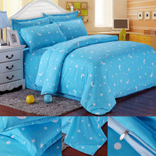 Load image into Gallery viewer, Cotton Blue Stars Moon Printing Bedding Set Bed Sheet Duvet Cover Pillowcase Single Queen King
