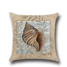 Load image into Gallery viewer, Conch Seahorse Seashell Cushion Cover 45*45cm Cotton Linen Wedding Decor Throw Pillow Case
