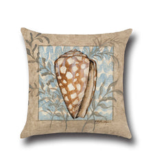 Load image into Gallery viewer, Conch Seahorse Seashell Cushion Cover 45*45cm Cotton Linen Wedding Decor Throw Pillow Case