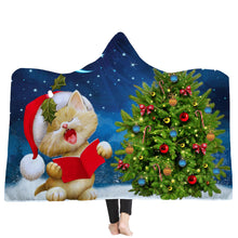 Load image into Gallery viewer, Christmas 3D Printing Plush Wearable Battle Royale Hooded Blankets Dual Layers