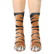 Load image into Gallery viewer,  Creative 3D Print Adult Animal Paw Socks Unisex Crew Cat Long Tube Stocks Elastic Breathable Sock Dog Tiger Zebra Pig Cat Paw