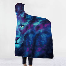 Load image into Gallery viewer, Thick Luxury Family Wolf Lion Hooded Hoodie Blanket Winter Warm Coral Fleece Printed Portable Anti-Pilling Soft Fluffy Blankets
