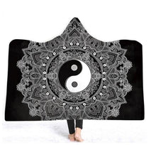 Load image into Gallery viewer, Boho Mandala Plush Wearable Hooded Blankets 2 Layer Blankets Cloak Throw Blankets