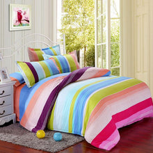Load image into Gallery viewer, Polyester Colorful Stripes Single Queen King Reactive Bedding Set Bed Sheet Duvet Cover Pillowcase