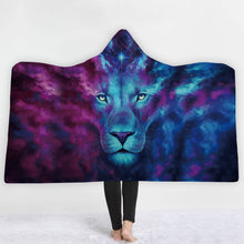 Load image into Gallery viewer, Thick Luxury Family Wolf Lion Hooded Hoodie Blanket Winter Warm Coral Fleece Printed Portable Anti-Pilling Soft Fluffy Blankets