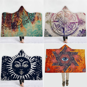 150x200CM Wearable Hooded Blankets Adults Kid Warm Winter Throw Multifunctional Blankets
