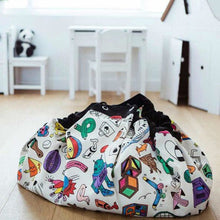 Load image into Gallery viewer, Doodling Play Mat Toy Storage Canvas Bag Durable Floor Activity Organizer Mat Large Drawstring Portable Container for Kids Toys
