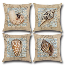 Load image into Gallery viewer, Conch Seahorse Seashell Cushion Cover 45*45cm Cotton Linen Wedding Decor Throw Pillow Case