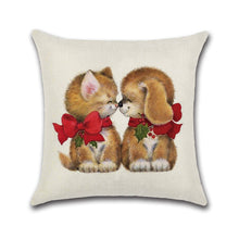 Load image into Gallery viewer, Merry Christmas Lovely Cats Dogs Cushion Covers Pillow Case Seat Sofa Pillow Cover Linen Cotton Square Cushion Cover Party Decor