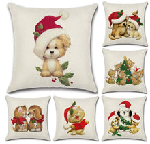 Load image into Gallery viewer, Merry Christmas Lovely Cats Dogs Cushion Covers Pillow Case Seat Sofa Pillow Cover Linen Cotton Square Cushion Cover Party Decor