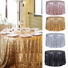 Load image into Gallery viewer, Round 47'' Sparkly Sequin Tablecloth Table Cloth Banquet Wedding Party Decor Tablecloth 