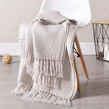Load image into Gallery viewer, Soft Knitted Throw Blankets Bed Sofa Couch Decorative Fringe Waffle Pattern