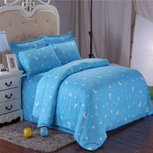 Load image into Gallery viewer, Cotton Blue Stars Moon Printing Bedding Set Bed Sheet Duvet Cover Pillowcase Single Queen King