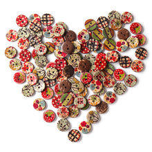 Load image into Gallery viewer, 100 PCS Round Pattern Wooden Button Mixed 2 Hole Natural Sewing Children Handmade Clothes Buttons 