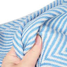 Load image into Gallery viewer, 100% Cotton EHC Herringbone Single Or King Sofa Armchair Blankets Throw White &amp; Blue