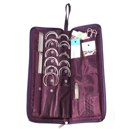 104pcs Steel Knitting Needles Circular Needles Crochet Hook Kit Set Sweater Hat Weave Stitches