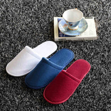 Load image into Gallery viewer, 1 Pair Hotel Travel Disposable Slippers Home Guest White Red Blue Slippers