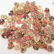 Load image into Gallery viewer, 100 PCS Heart Shape Wooden Button Mixed 2 Hole Natural Sewing Children Handmade Clothes Buttons