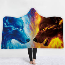 Load image into Gallery viewer, Thick Luxury Family Wolf Lion Hooded Hoodie Blanket Winter Warm Coral Fleece Printed Portable Anti-Pilling Soft Fluffy Blankets