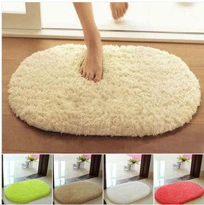 40x60cm Lint Plush Non Slip Absorbent Bathroom Floor Mat Oval Kitchen Carpet Rug