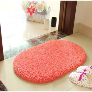40x60cm Lint Plush Non Slip Absorbent Bathroom Floor Mat Oval Kitchen Carpet Rug