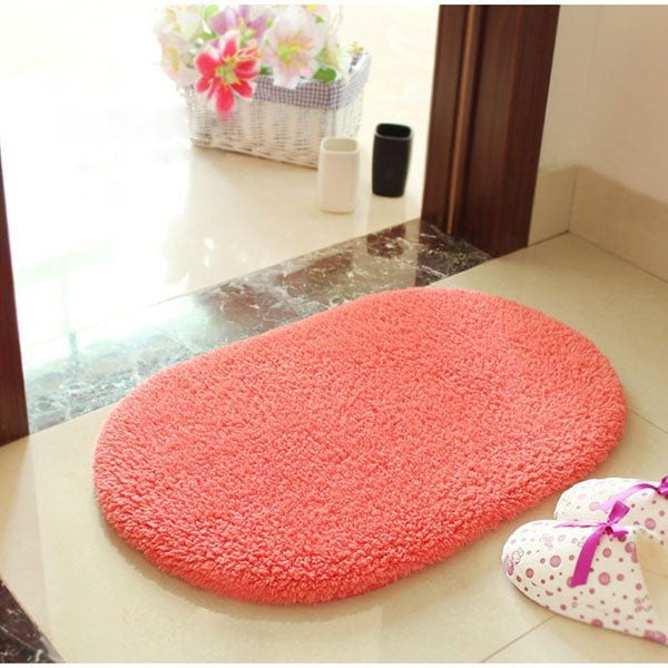 40x60cm Lint Plush Non Slip Absorbent Bathroom Floor Mat Oval Kitchen Carpet Rug