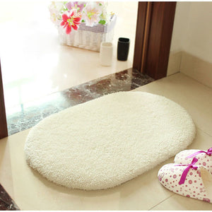 40x60cm Lint Plush Non Slip Absorbent Bathroom Floor Mat Oval Kitchen Carpet Rug