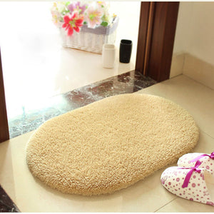 40x60cm Lint Plush Non Slip Absorbent Bathroom Floor Mat Oval Kitchen Carpet Rug